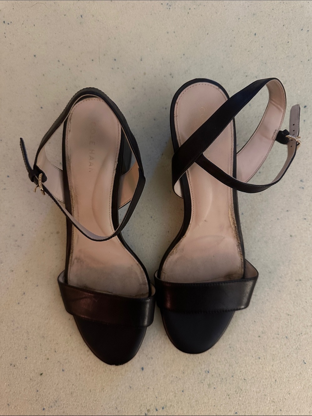 Cole Haan Black Open-Toe Ankle-Strap Heels